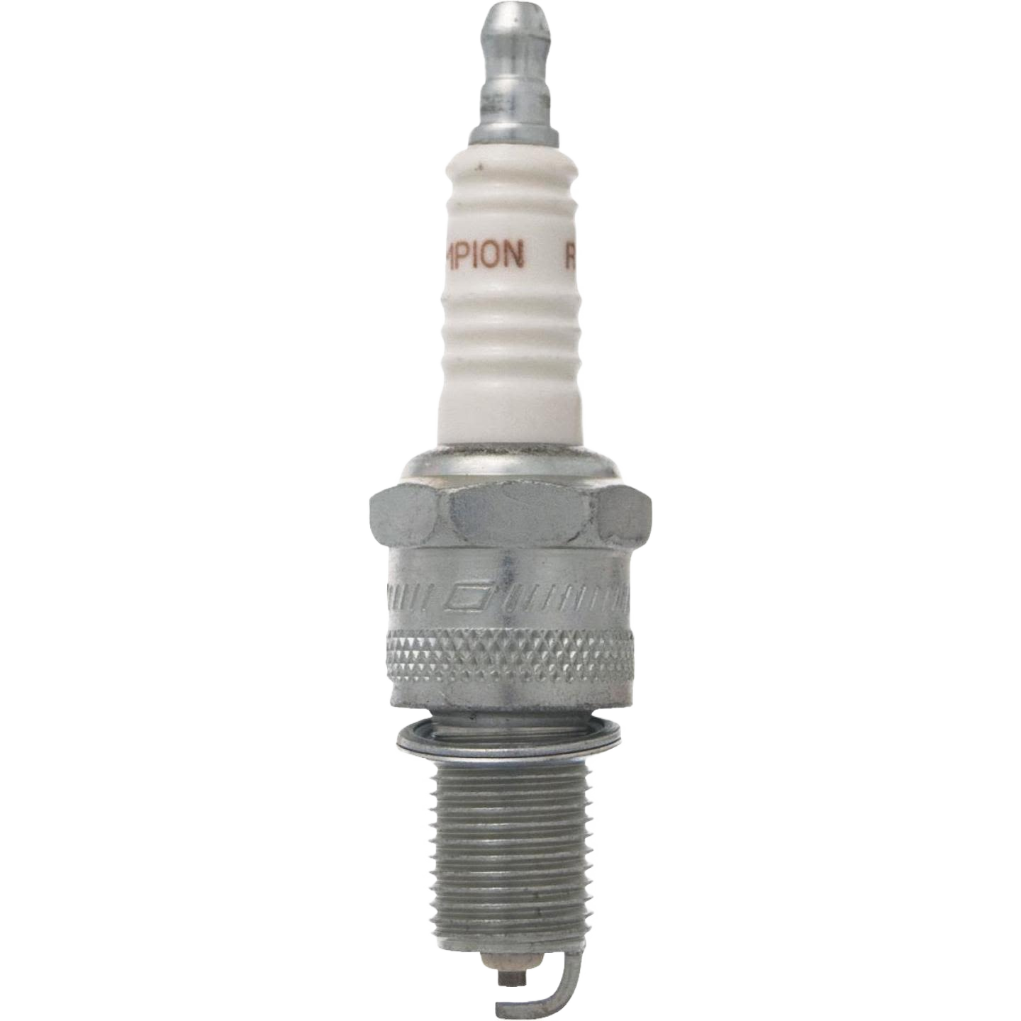 Copper core automotive spark plug with threaded metal base and white ceramic insulator for vehicle engine use