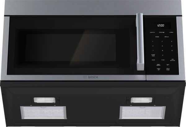 Over the range microwave with digital control panel and left side opening door in stainless steel finish