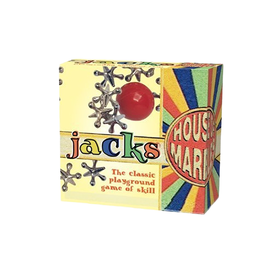 Compact boxed set of metal jacks and red ball for classic playground game in Toys & Games collections under $50