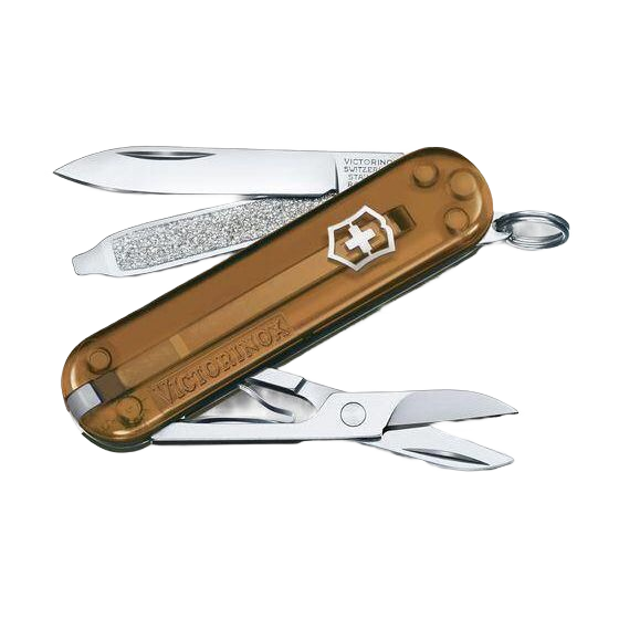 Compact multi-tool pocket knife with chocolate fudge translucent handle in cutting tools and woodworking collections