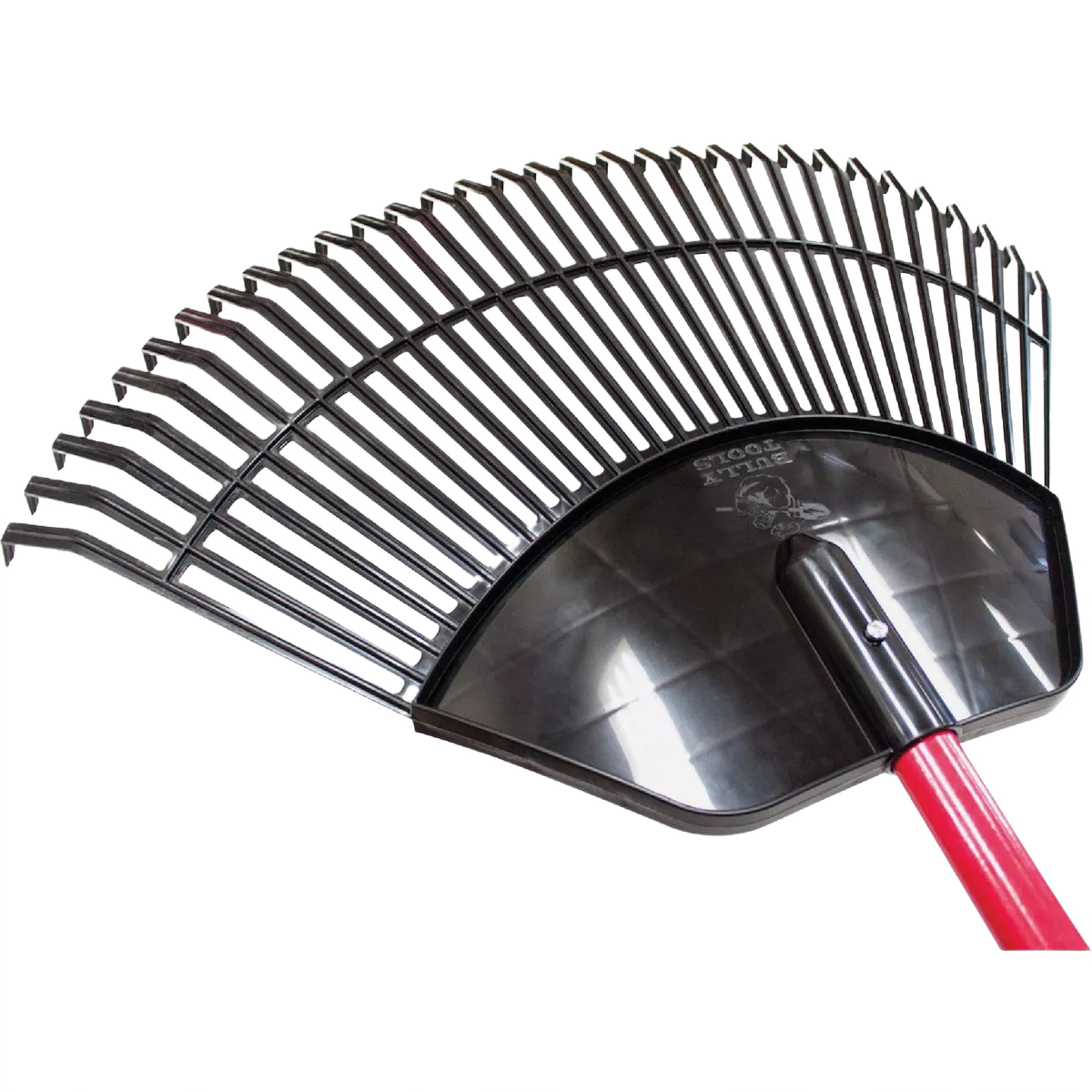 Leaf rake with wide curved black polypropylene head and red fiberglass handle for garden and outdoor leaf collecting tools under $50 collections