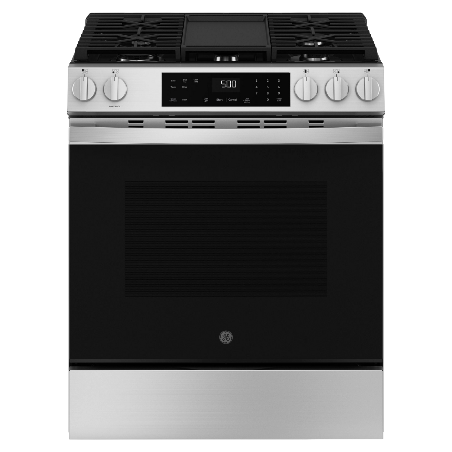 GE® 30" Slide-In Front-Control Gas Range with Crisp Mode