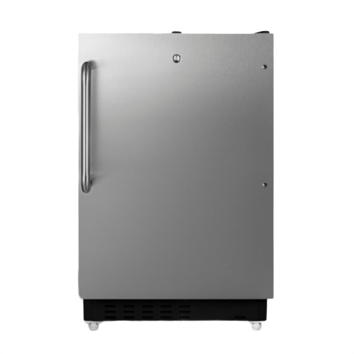 Compact stainless steel built-in refrigerator-freezer with left door swing from kitchen and appliances collection