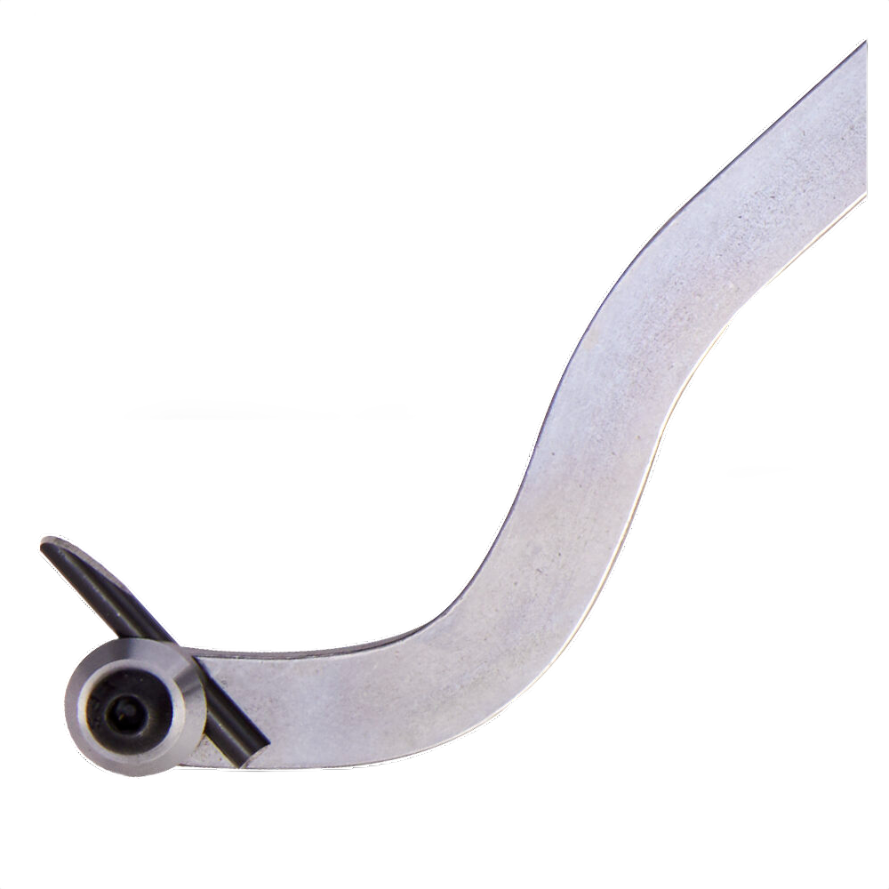Curved steel swan neck blade with small swivel clamp designed for detailed woodworking under $100 tools collection