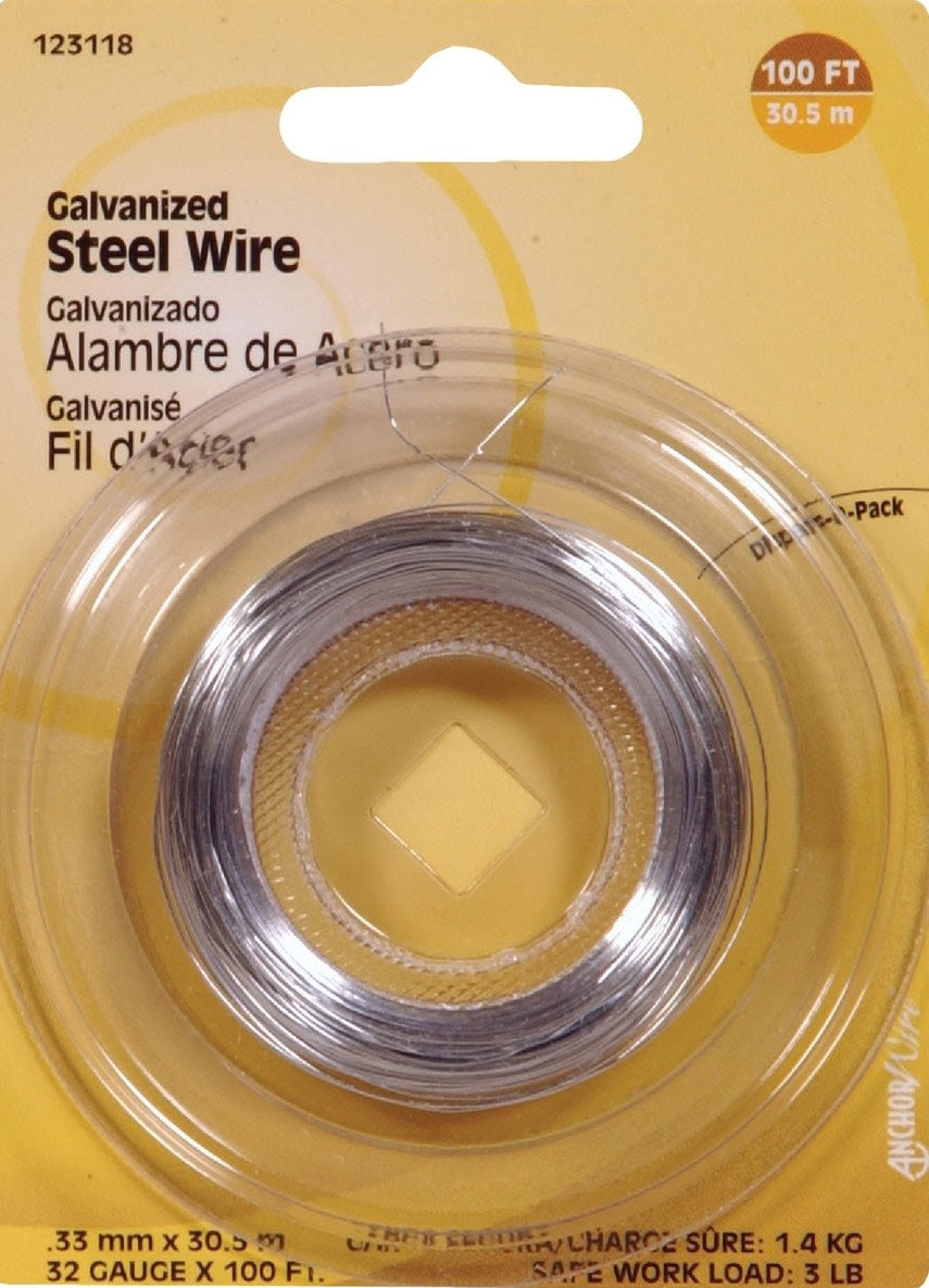 Spool of galvanized steel wire for general purpose use in home improvement and tools applications