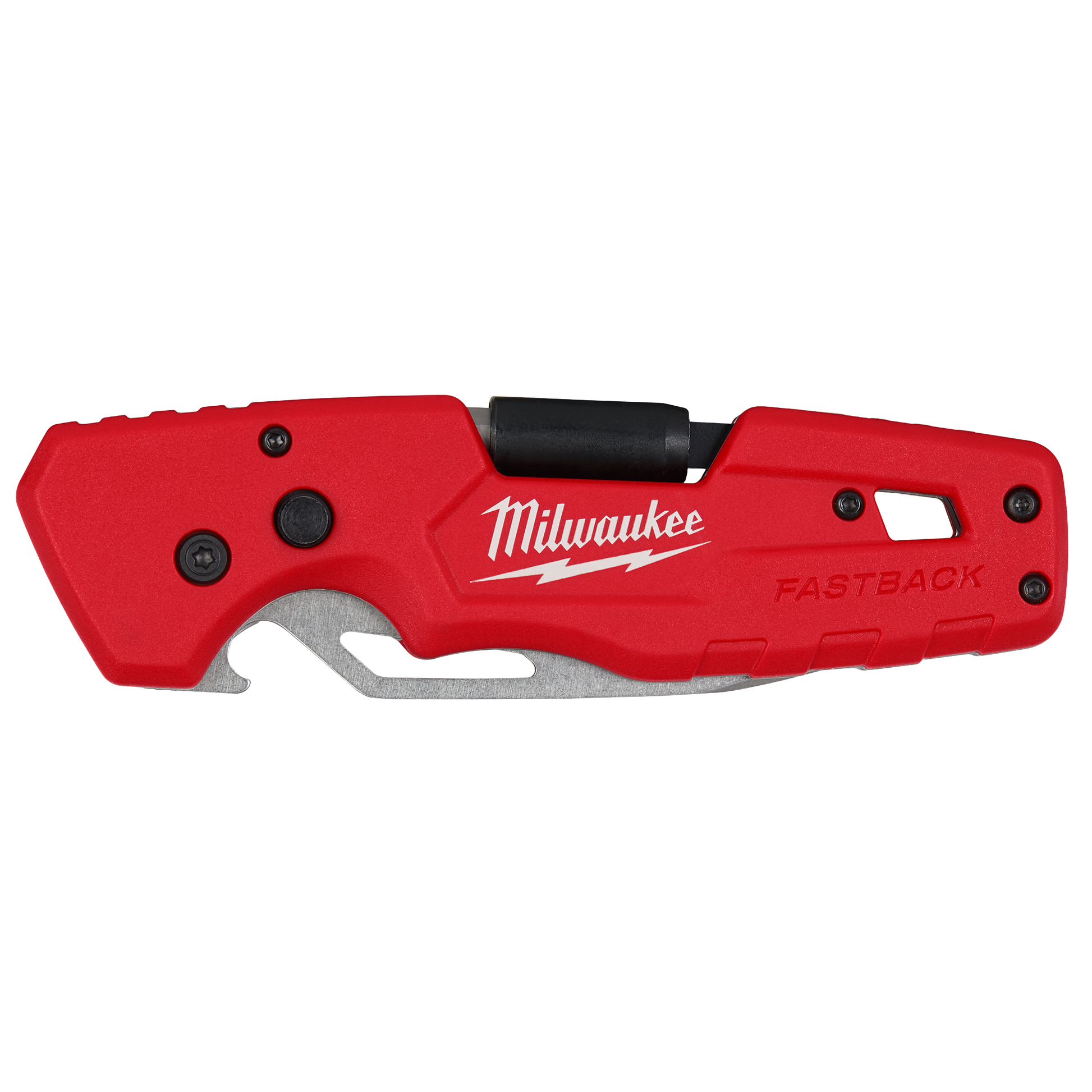Compact red folding knife with ergonomic handle and one-handed press flip for cutting in woodworking and hand tools collections