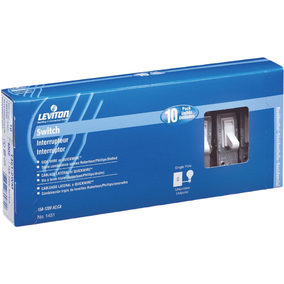 Box of ten ivory single pole toggle switches for electrical wiring in home improvement, under $50 collection