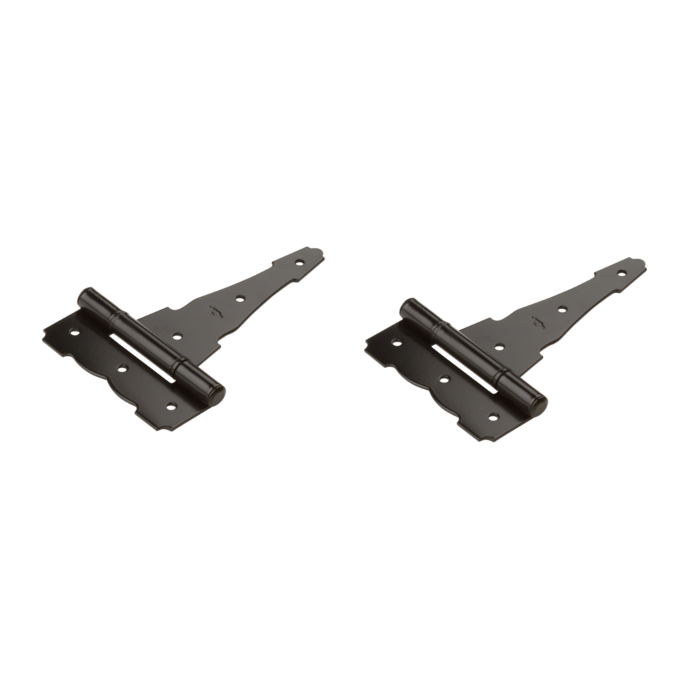 Pair of black ornamental reversible T-hinges with bearing design for gates and doors in hardware under $50 tools collection