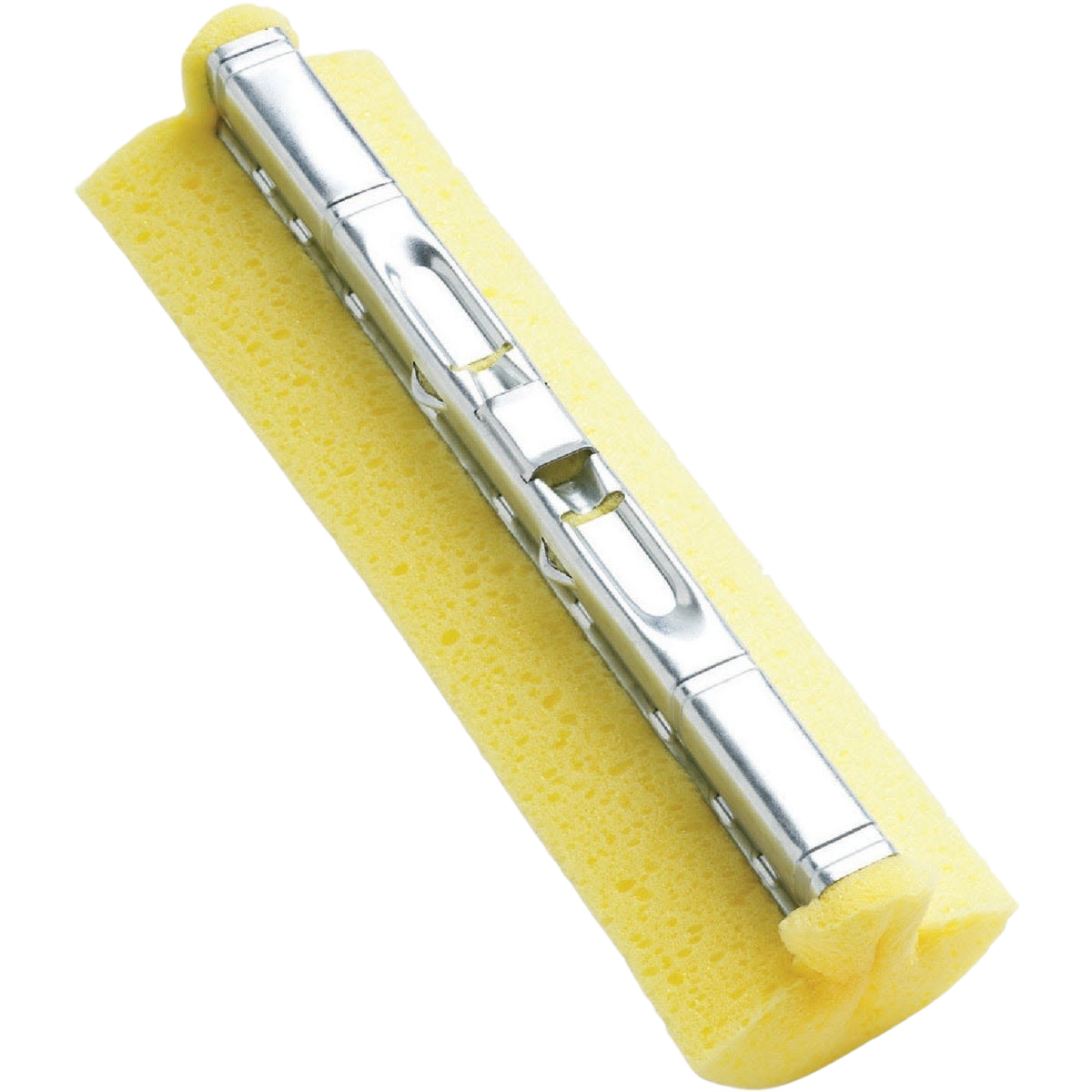 Yellow heavy-duty sponge roller mop refill with silver plastic core for cleaning tools and floor care collections