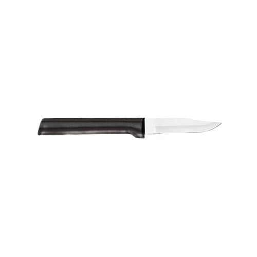 Black-handled peeling paring knife with sharp curved blade for precise cutting in kitchen and food prep tasks