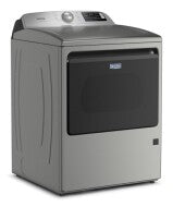Large capacity smart top load dryer in gray with digital controls and pet hair removal feature from Dryers at Hartville Hardware