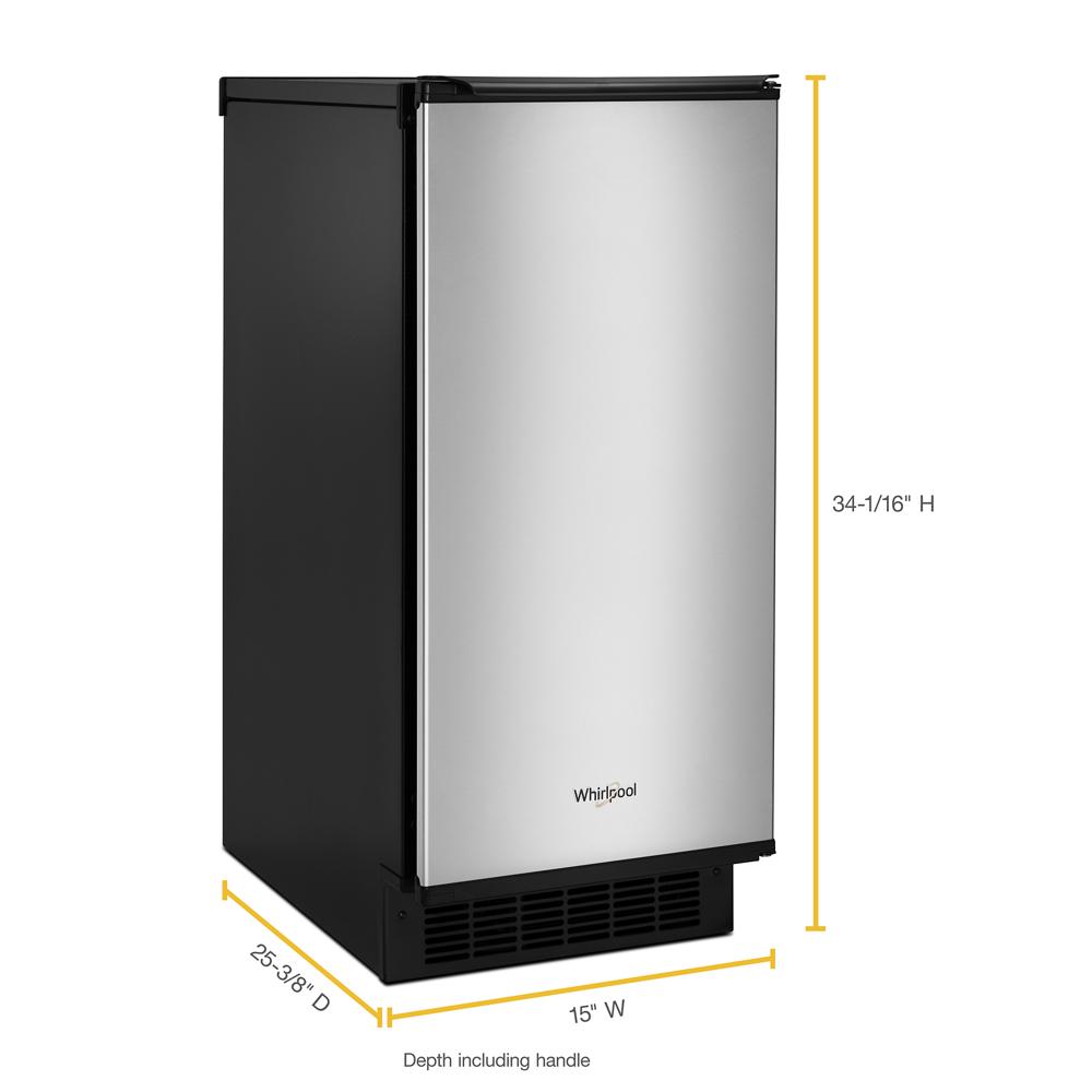 15-inch wide Whirlpool undercounter icemaker with stainless steel door from kitchen appliances collection