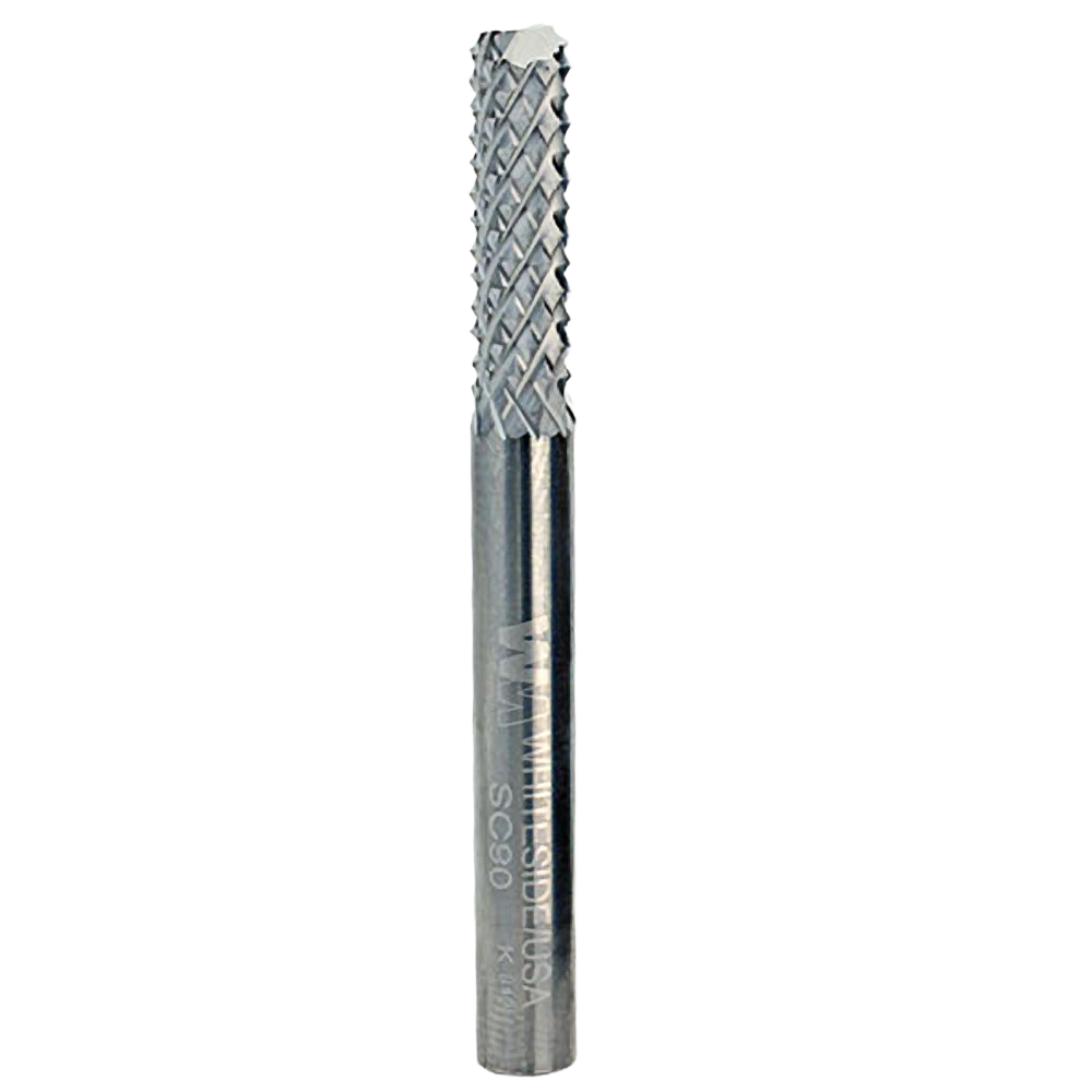 Solid carbide fiberglass cutting bit with textured spiral flute for precision in power tool accessories under $50 category