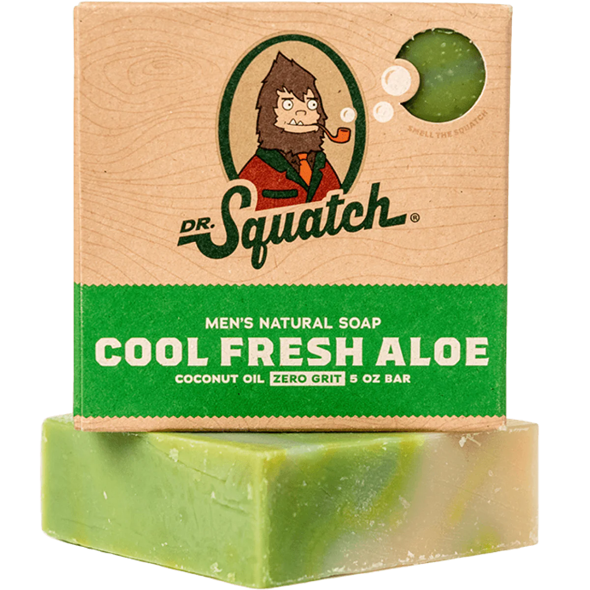 Green aloe-infused bar soap with natural ingredients, part of men's grooming and skin care collections under $50