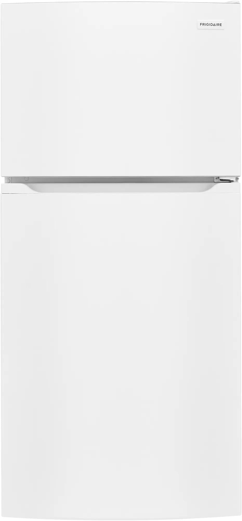 White top freezer refrigerator with clean design and recessed handle for kitchen and home improvement appliances