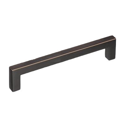 Oil-rubbed bronze cabinet pull with 5-1/16" center-to-center length for furniture hardware and home improvement collections