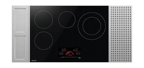 Black glass electric cooktop with four heating zones and digital controls from Electric Cooktops collection at Hartville Hardware