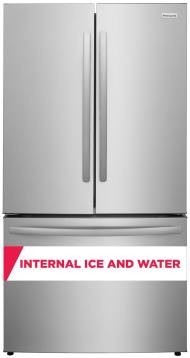 29 Cu. Ft. French door refrigerator with stainless steel finish, bottom freezer, and internal water dispenser in appliances collection