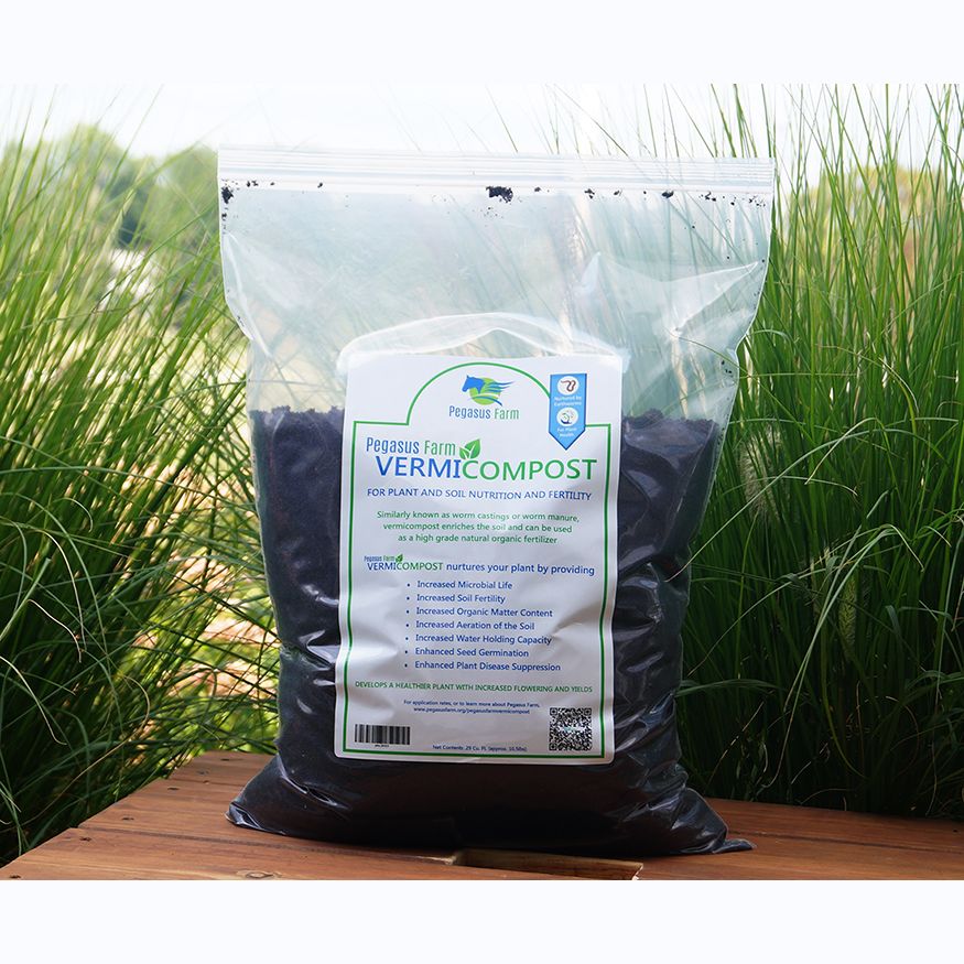 Clear resealable bag of dark organic vermicompost for plant fertilizer and garden care under $50 collections