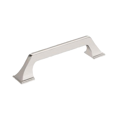 Satin nickel cabinet pull with curved edges and pedestal base for hardware and furniture accessories under $50 collections