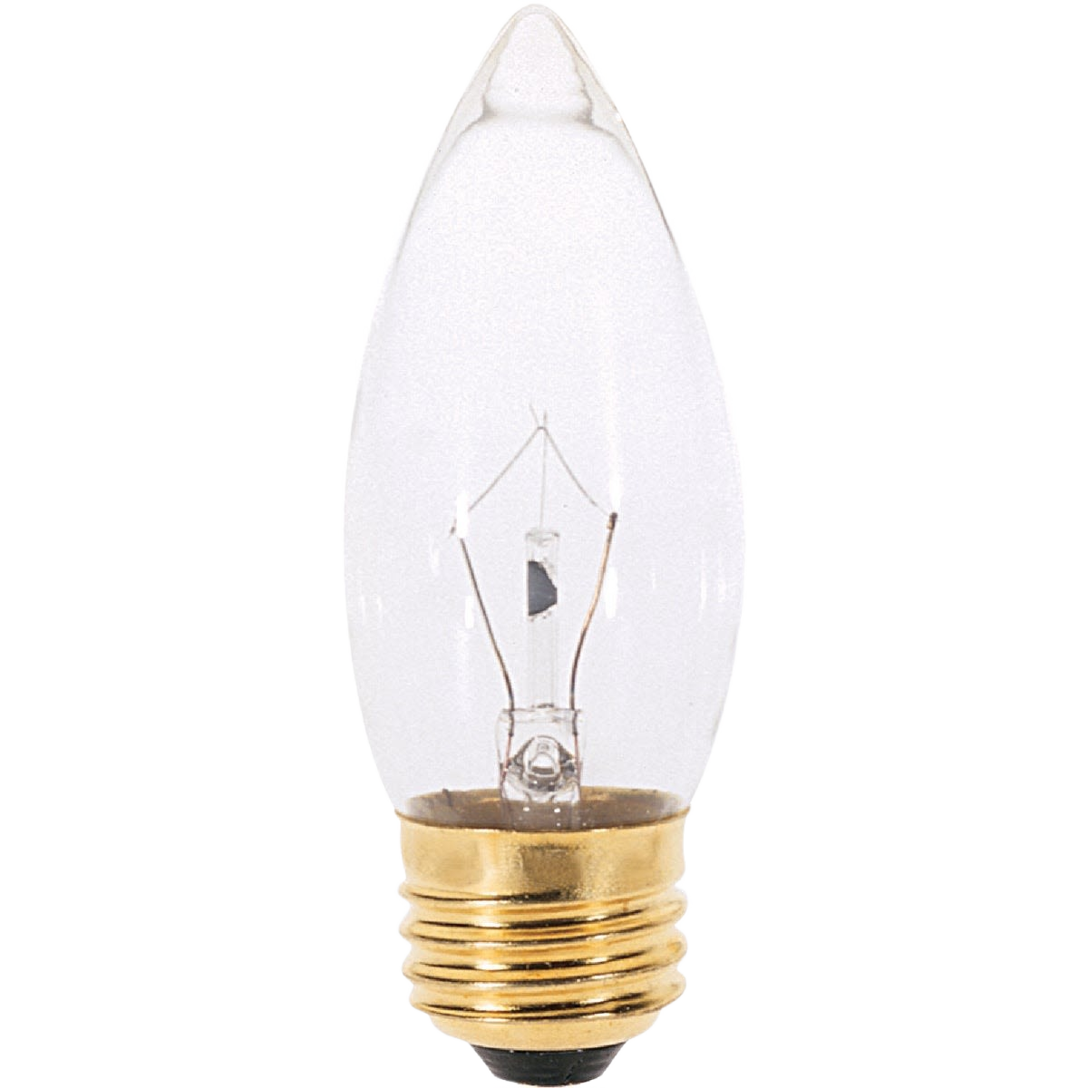 Clear 25 watt decorative incandescent light bulb with brass screw base for lighting and electrical use under $50 collection