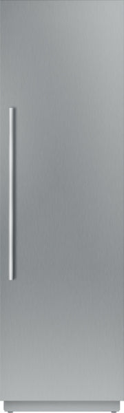Tall built-in refrigerator column with panel-ready front and stainless steel handle from Thermador appliances collection