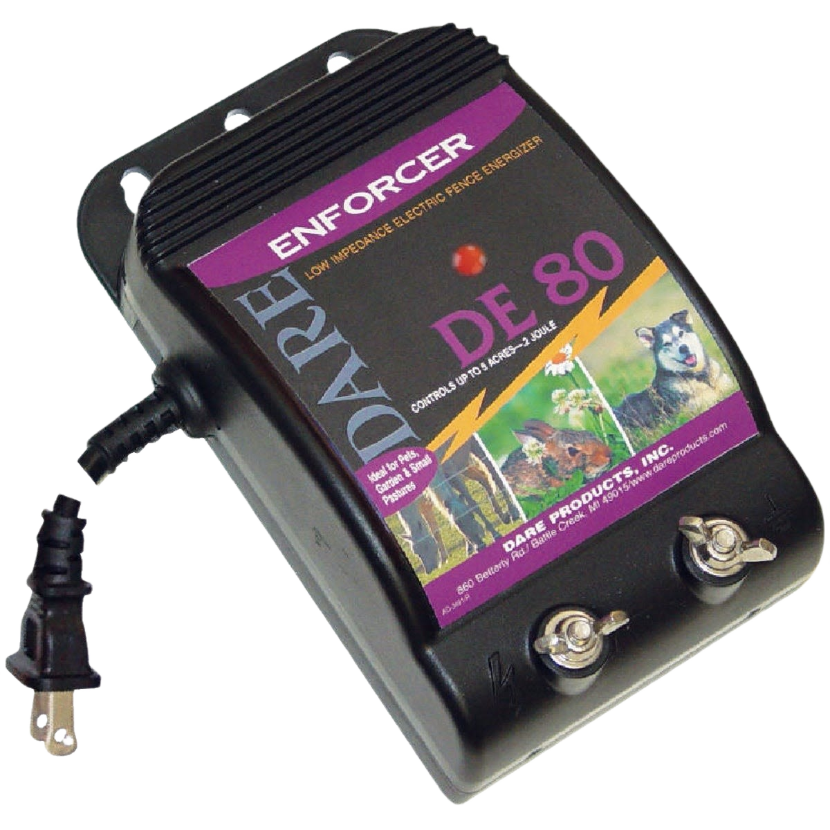 Compact electric fence charger with low impedance design for kennels, gates, and farm pet containment systems under $100