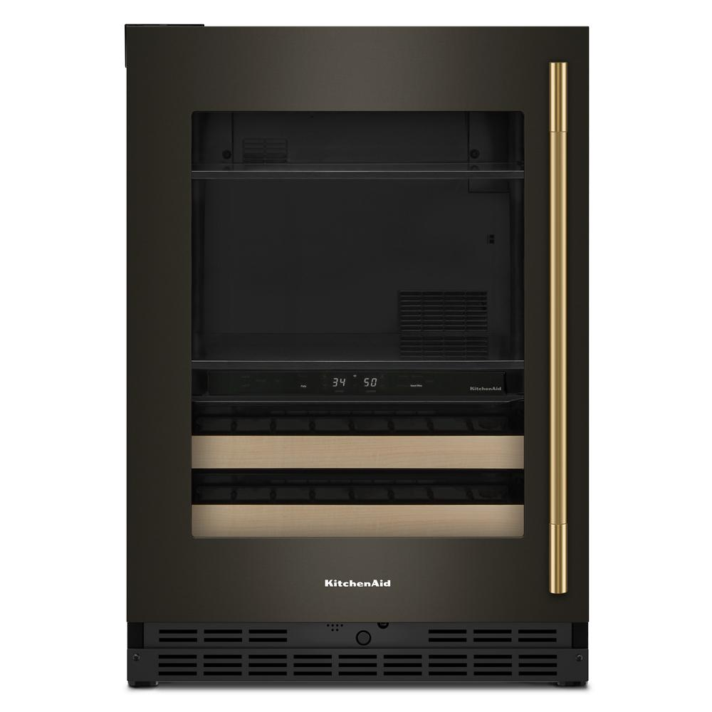 24" Beverage Center with Glass Door and Wood-Front Racks
