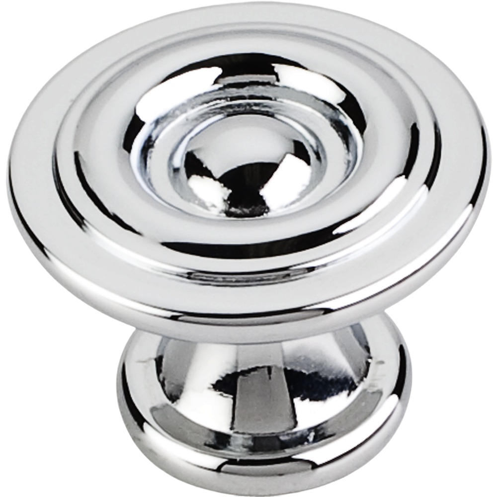 Polished chrome cabinet knob with round stepped design for furniture hardware and home improvement under $50 collections