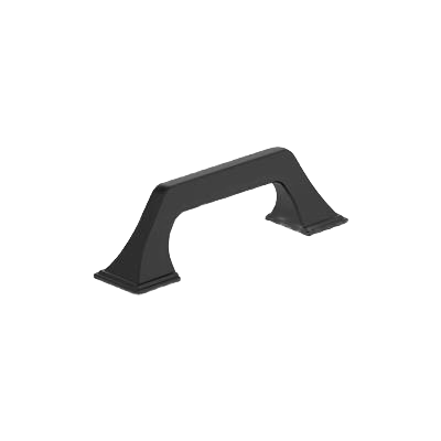 Matte black cabinet pull with modern angular design for home improvement and cabinetry upgrades