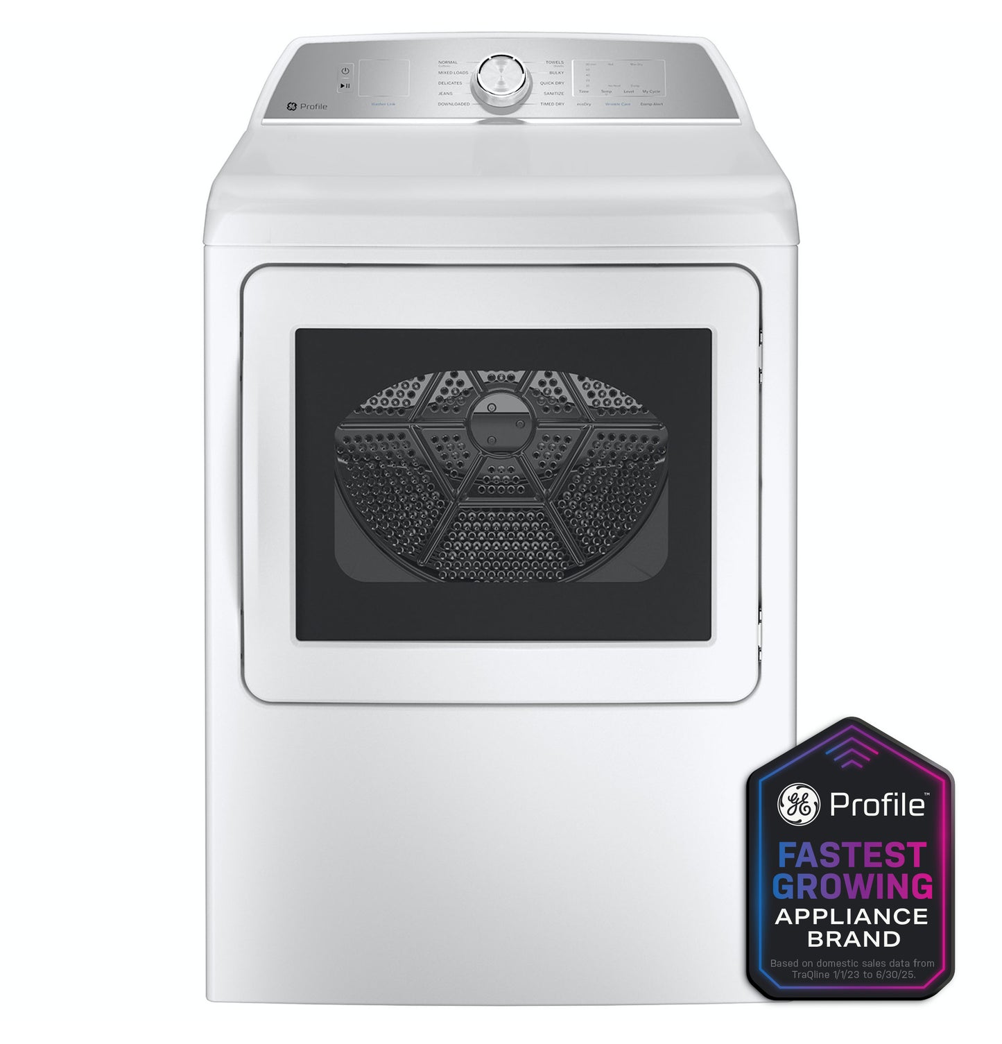 White gas dryer with aluminized alloy drum and control panel for Dryers and Appliances collections