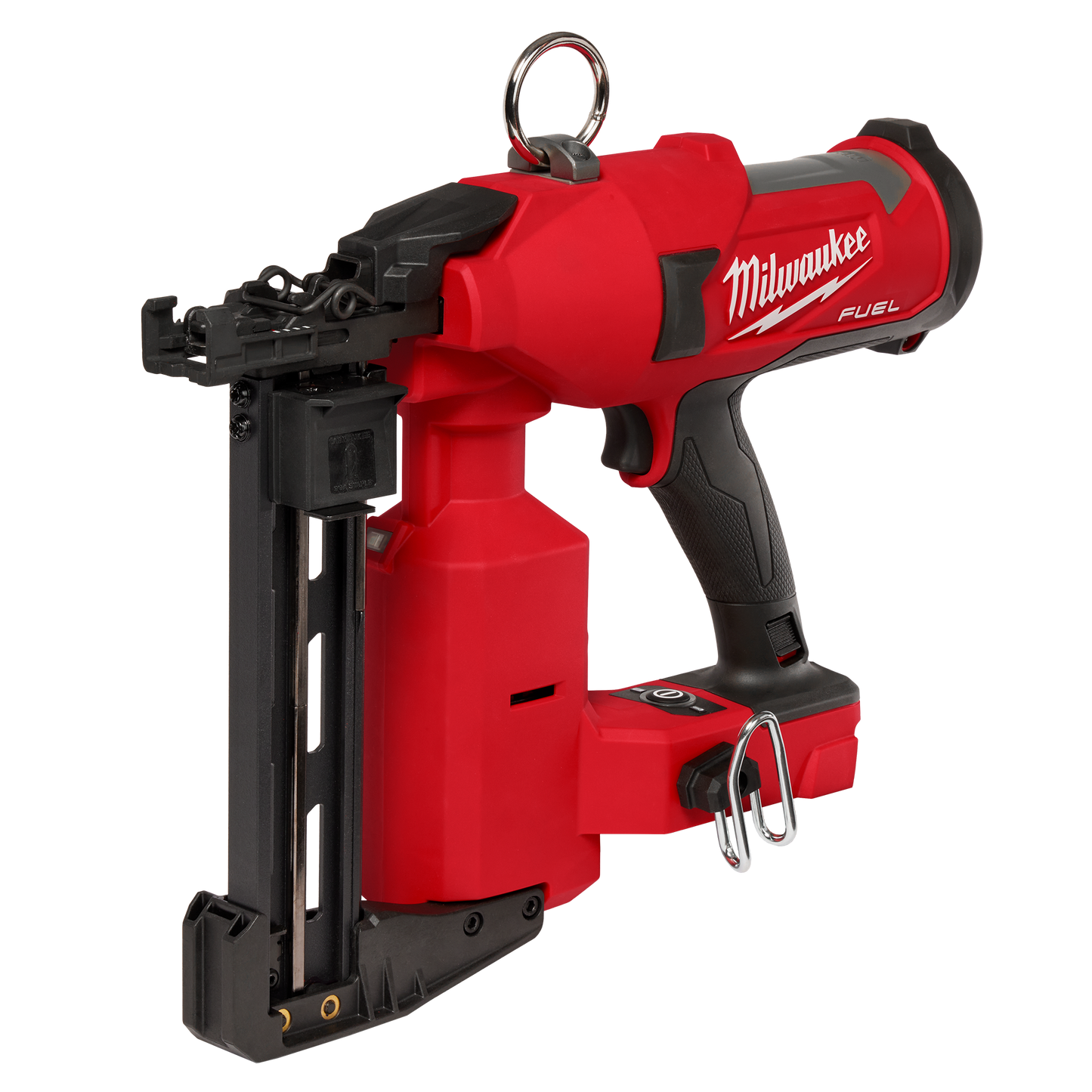 Red and black cordless utility stapler with ergonomic grip for heavy-duty fencing and home improvement projects