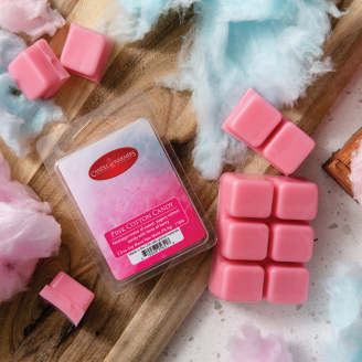 Pink soy wax melts with creamy cotton candy scent, ideal for home accents and decor under $50 collections