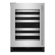 24-Inch Undercounter Wine Cellar with Left Door Swing and 46-Bottle Capacity with Full-Extension Metal-Front Racks in Stainless Steel