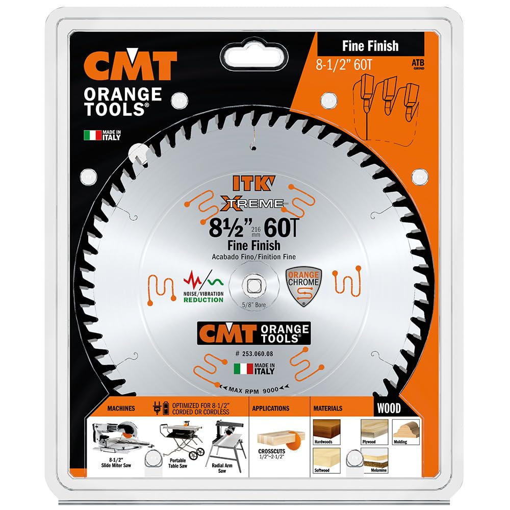 CMT Orange Tools 8-1/2" 60T Fine Finish Compound Sliding Saw Blade