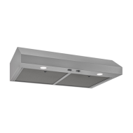 stainless steel under cabinet range hood with dual filters and built-in lights for kitchen ventilation and home improvement