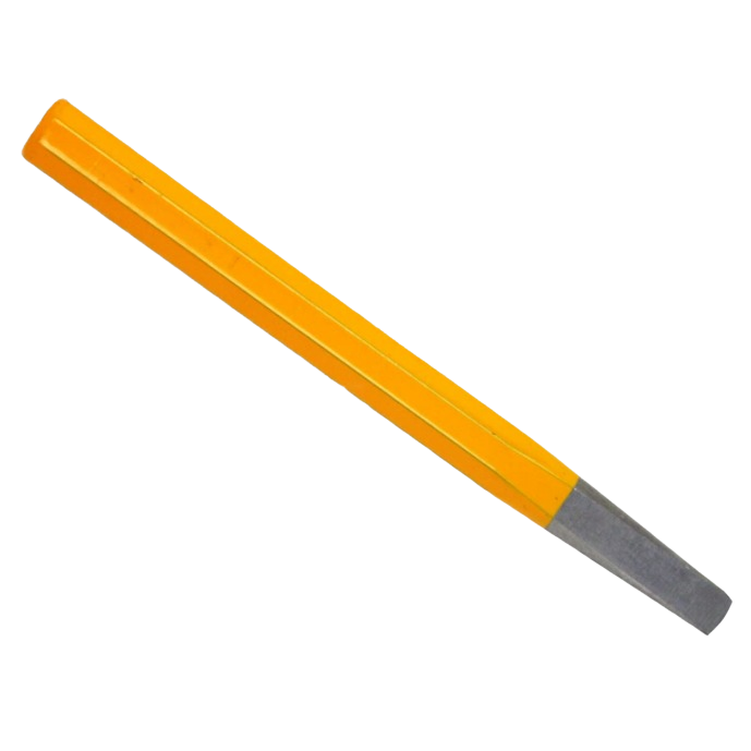 Yellow plastic handle staple setter tool with metal tip for precise fastening in home improvement projects