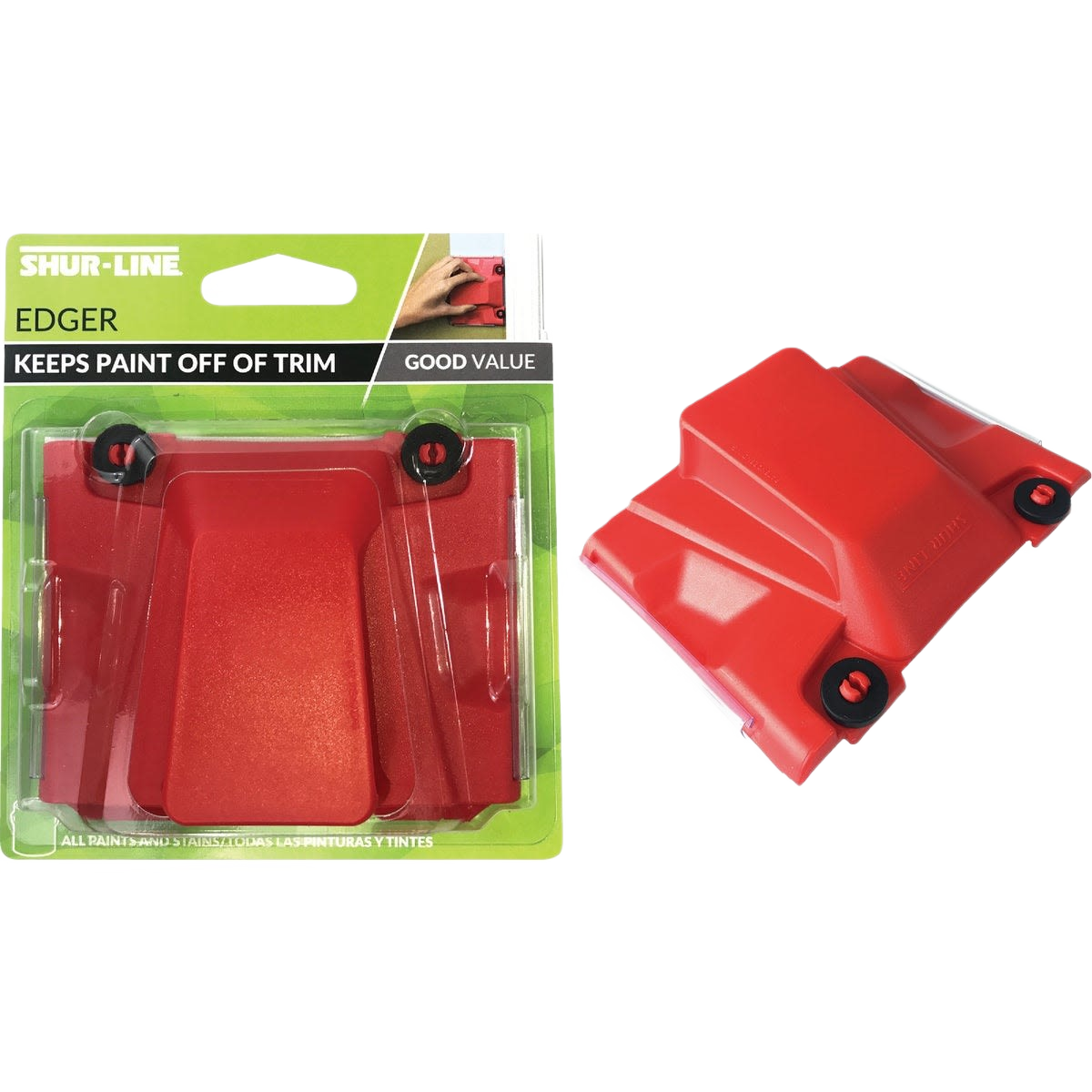 Red plastic paint edge tool with rubber bumpers for precise trim painting in home improvement and paint supplies under $50
