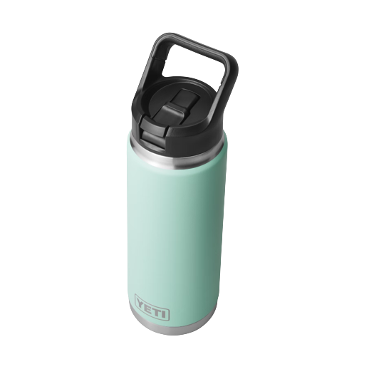 Mint green stainless steel insulated 26 oz bottle with black straw cap and sturdy handle from Drinkware and Kitchen & Kitchenware collections