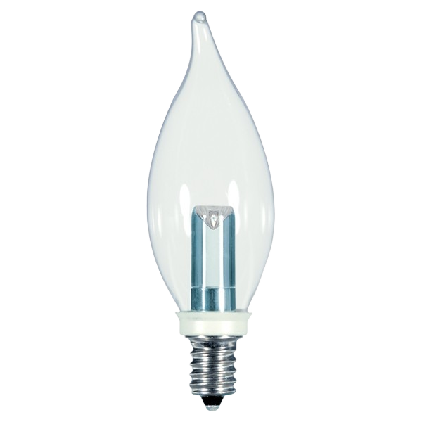 Clear flame tip LED bulb with candelabra base for energy-efficient lighting in home improvement and electrical collections under $50