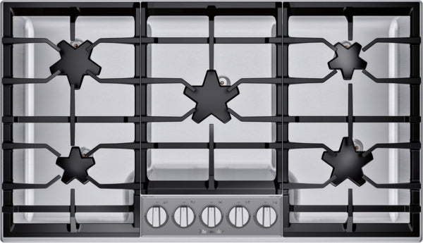36-inch stainless steel gas cooktop with patented star-shaped burners and easy-clean base from Gas Cooktops collection
