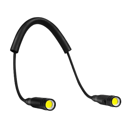 Flexible black LED neck light with adjustable dual light heads for hands-free home improvement tasks