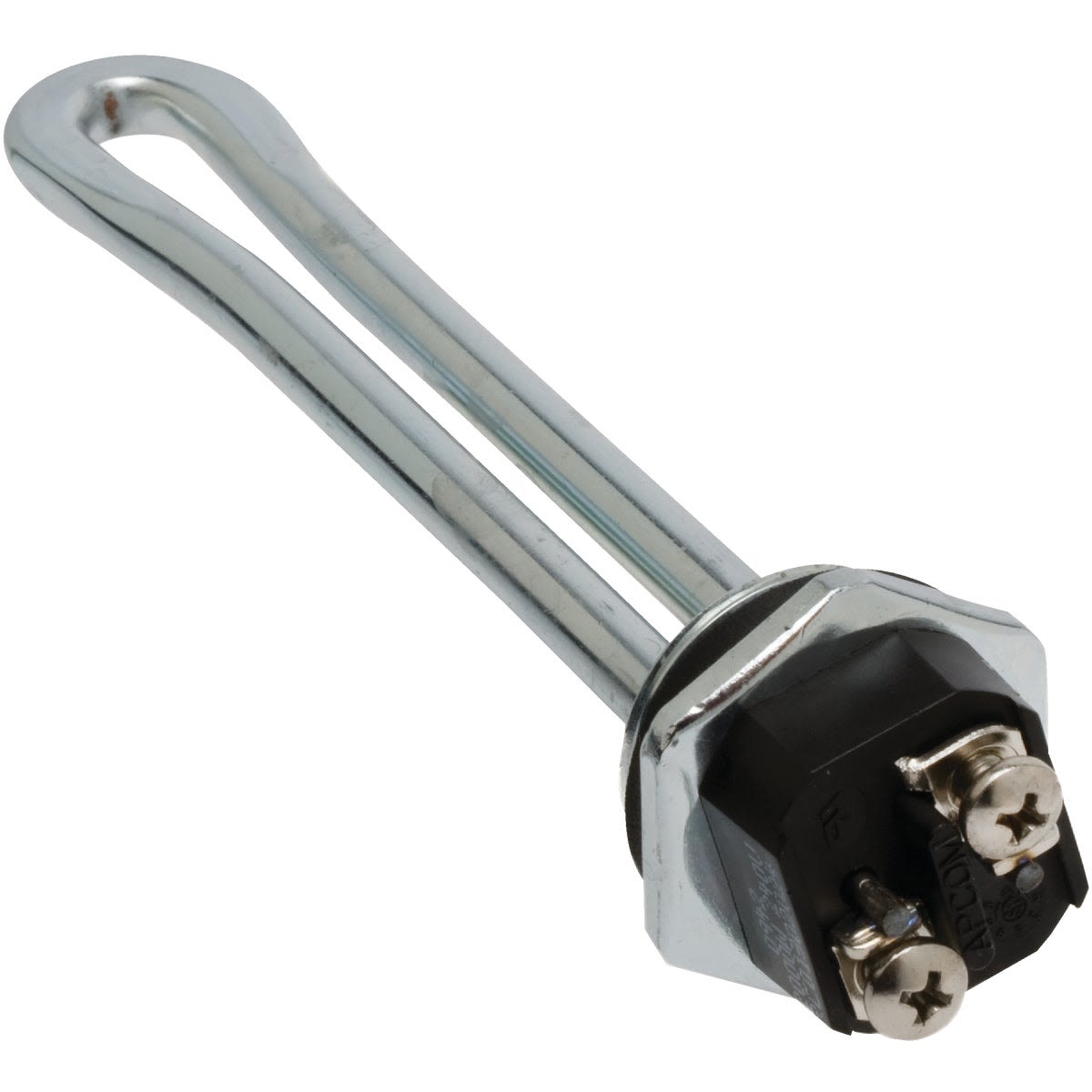 Metal screw-in heating element with hexagonal mount for water heater maintenance and home improvement projects