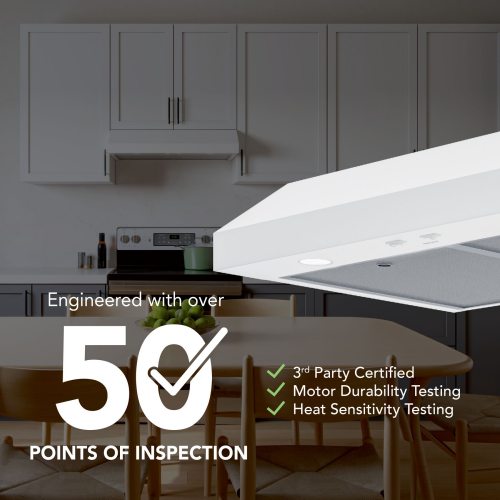 42" Under-Cabinet Range Hood, 350 MAX Blower CFM 1.5 Sones, 2 Speed
