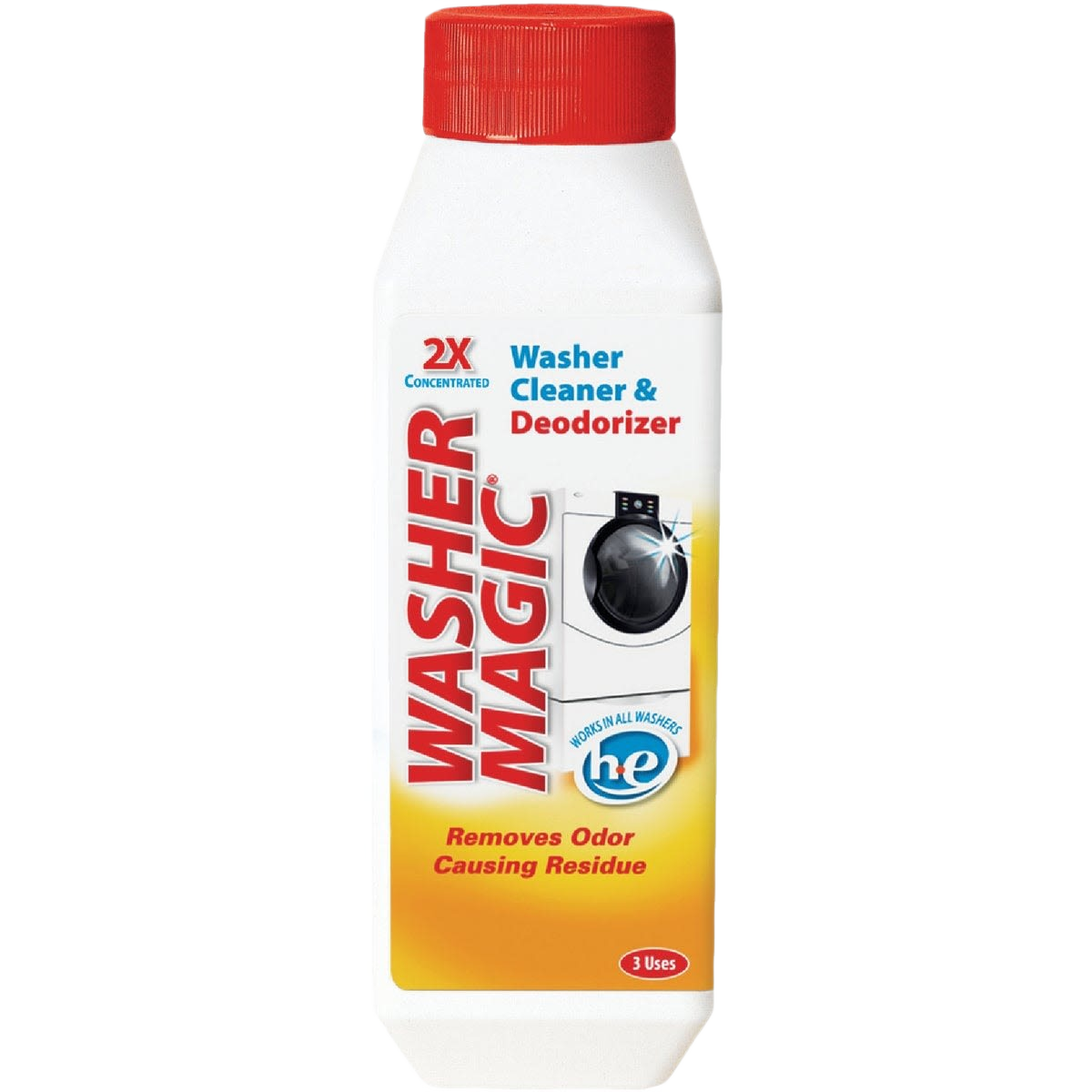 Bottle of Glisten Washer Magic 12 oz. laundry machine cleaner and deodorizer for cleaning supplies and home use