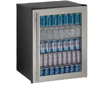 Compact stainless steel glass door refrigerator with lock and reversible hinge for kitchen and appliance use