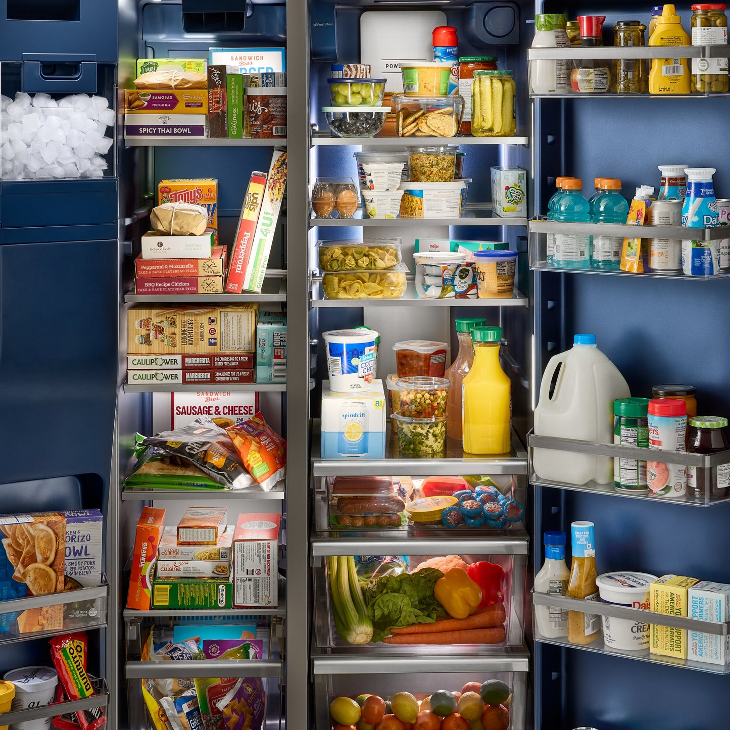36-inch Wide Counter-Depth Side-by-Side Refrigerator with Arctic Blue Interior - 20.8 Cu. Ft.