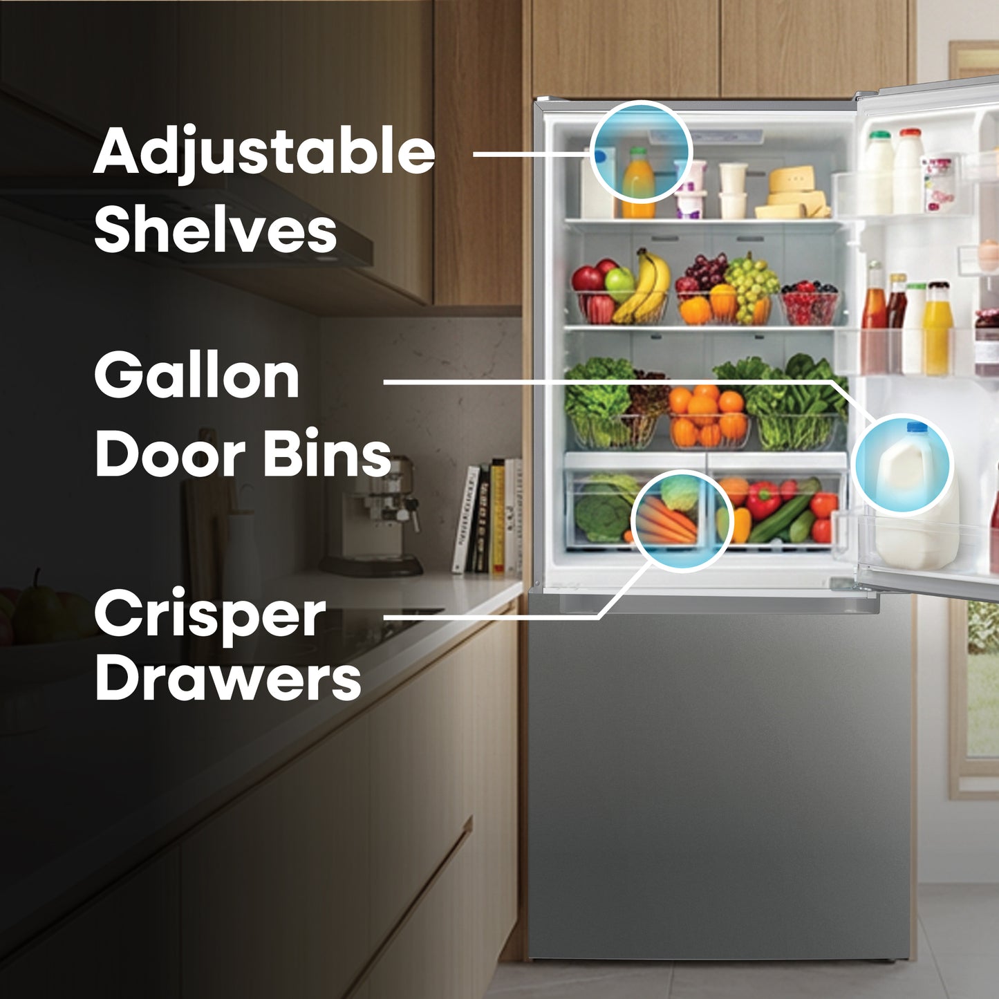 Element Electronics 18.7 cu. ft. Bottom Freezer Refrigerator - Stainless Steel, ENERGY STAR (ERBM19CBS)