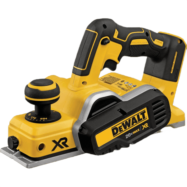 Yellow and black cordless planer with brushless motor design for efficient woodworking and home improvement tasks