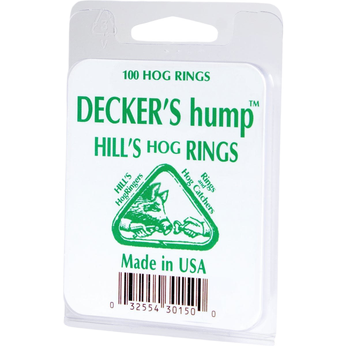 Package of 100 Decker Hill's hog rings with slight bend for pig applications in Hardware and Fasteners collections